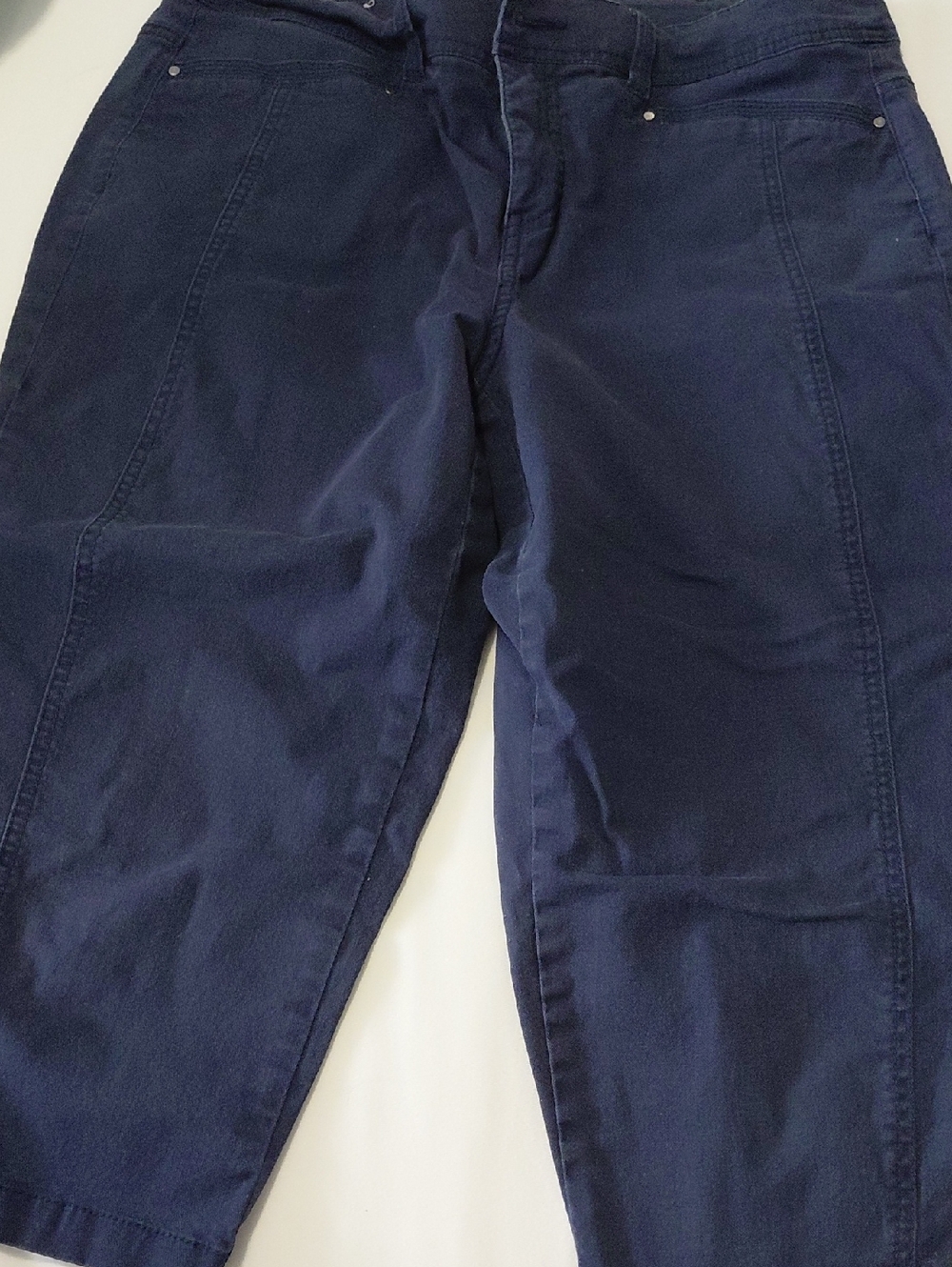 Navy Cotton Blend Capri's